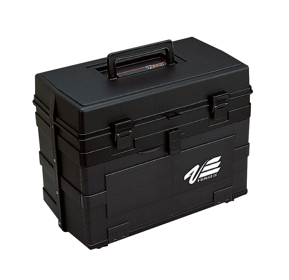Schwarze Meiho VS-8010 Tacklebox mit mehreren Fächern für Angler, praktische Aufbewahrung für Köder und Zubehör