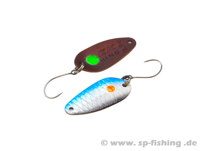 OLEK-Fishing Anjeli Ela spoon showing a vibrant design and reflective surface ideal for attracting fish.