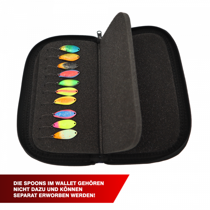 Fangenswert Spoon Tasche aus Leder mit mehreren Kartenfächern und Reißverschluss, praktische Geldbörse in elegantem Design.