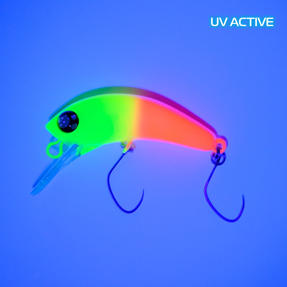 Rob Lure Berbie Mama SS Wobbler in UV-Farbgebung, detailreiche Angelköder mit lebensechtem Design.