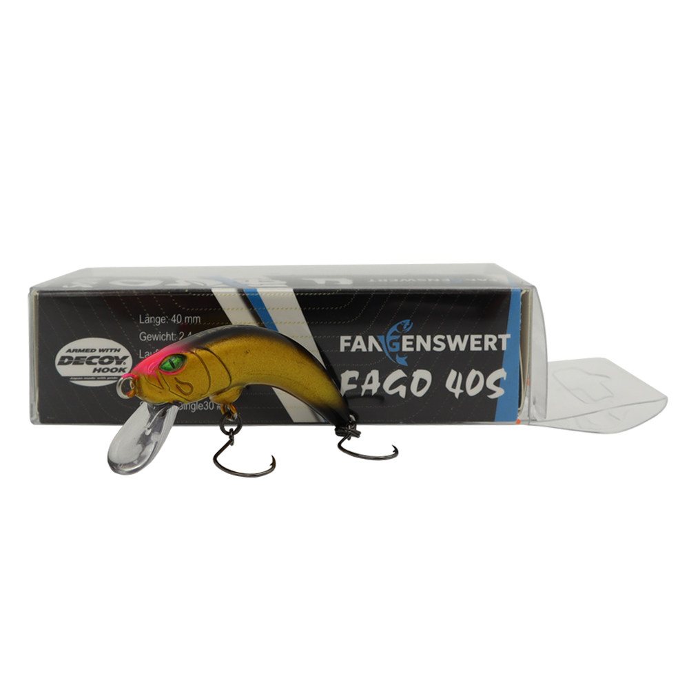Fangenswert FAGO 40S EA05 UV Aktiv Wobbler in a vibrant color design, ideal for trout fishing.