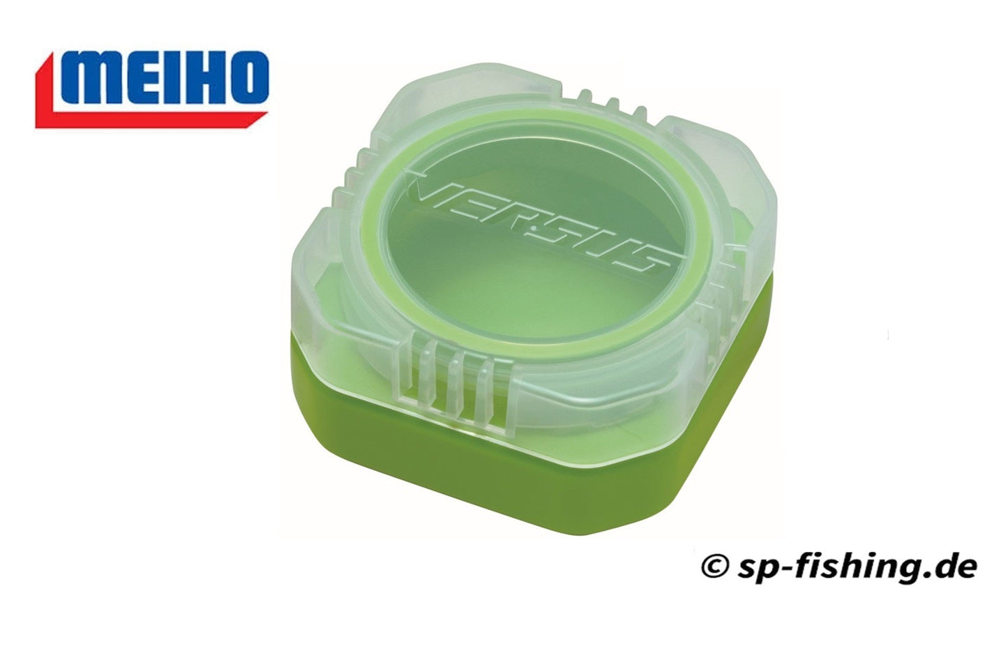 Meiho Liquid Pack VS L415 tacklebox in green, featuring compartments for organizing lures and fishing gear.