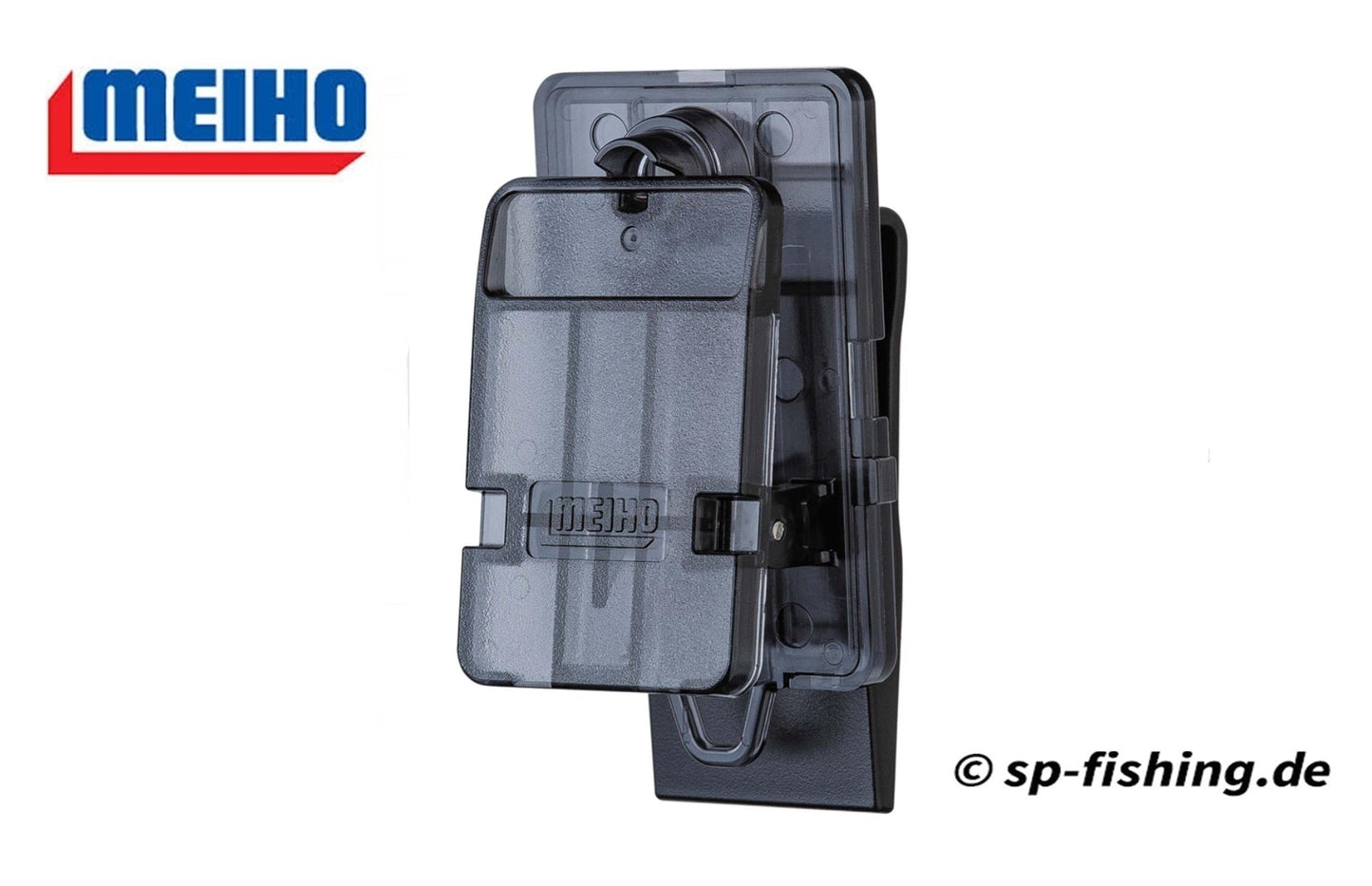 Meiho Leader Clip BM S / L tacklebox with organized lure holders and clips for fishing gear storage.