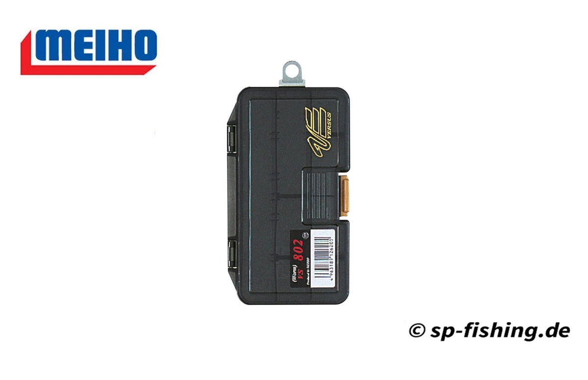Meiho VS-802 Schwarz Angelbox mit Köderhalter und Fächern für Angelausrüstung, robustes Tacklebox-Design
