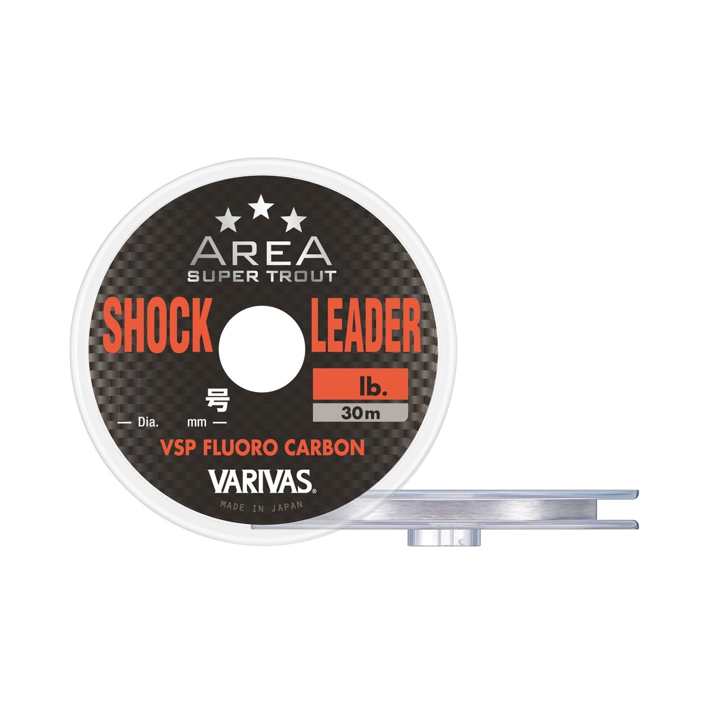 Varivas Super Trout Area Shock Leader VSP Fluoro, klare Angelschnur für Forellenangeln, auf Spule gewickelt, detailreiche Ansicht