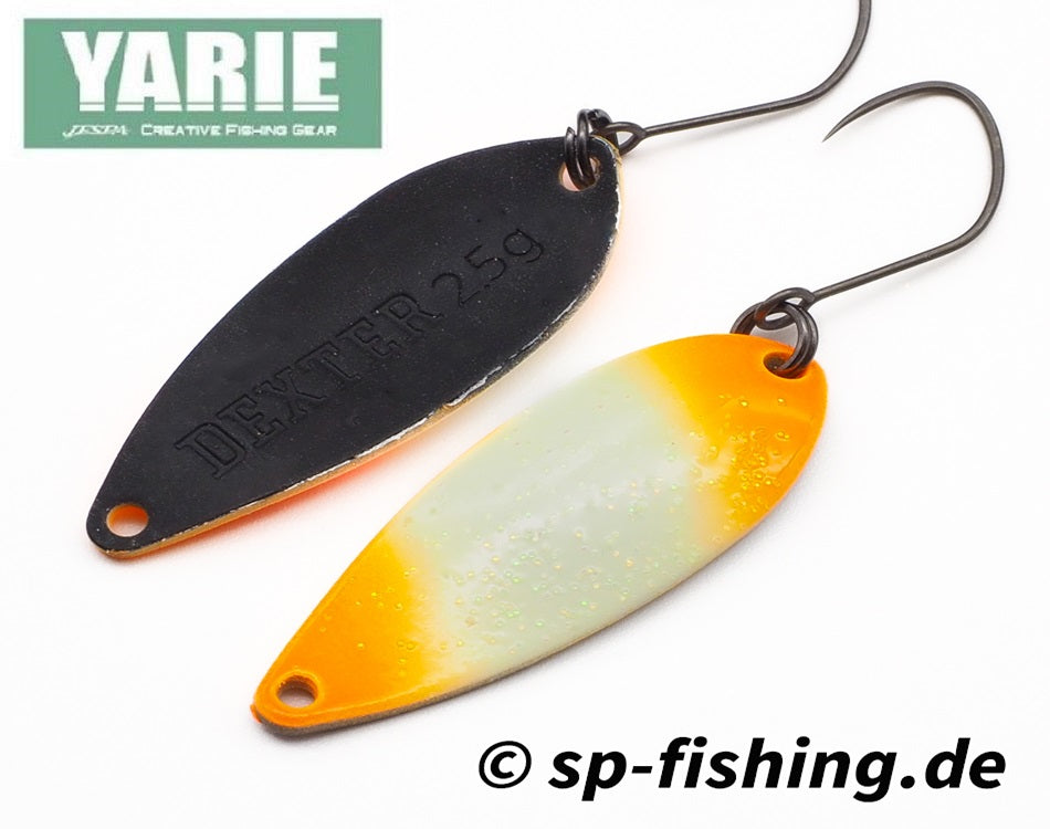 Yarie Spoon DEXTER GG01 GLOW, featuring a vibrant glow design and curved shape for effective fishing.