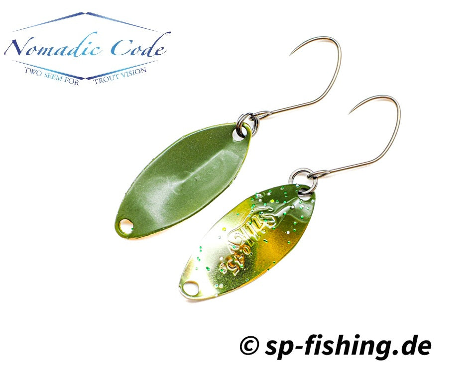 Nomadic Code Spoon Silky Sonderfarbe-#3 in glänzendem Design, Ansicht des Kunstköders