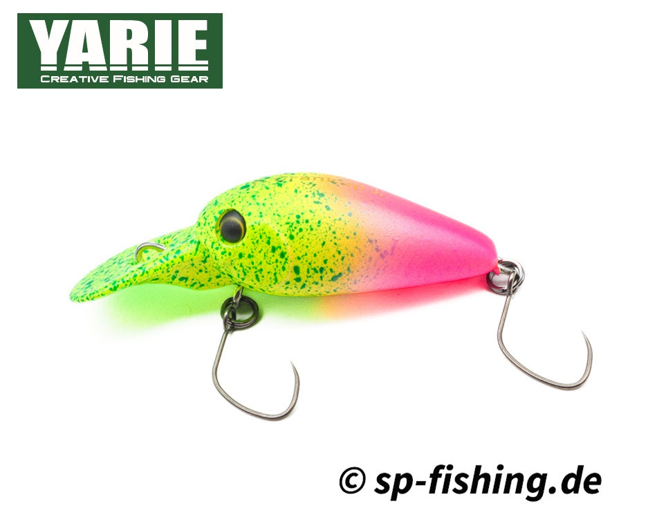Yarie T-Crankup C34 GLOW SS slow sinking wobbler with vibrant colors and realistic details for effective fishing.