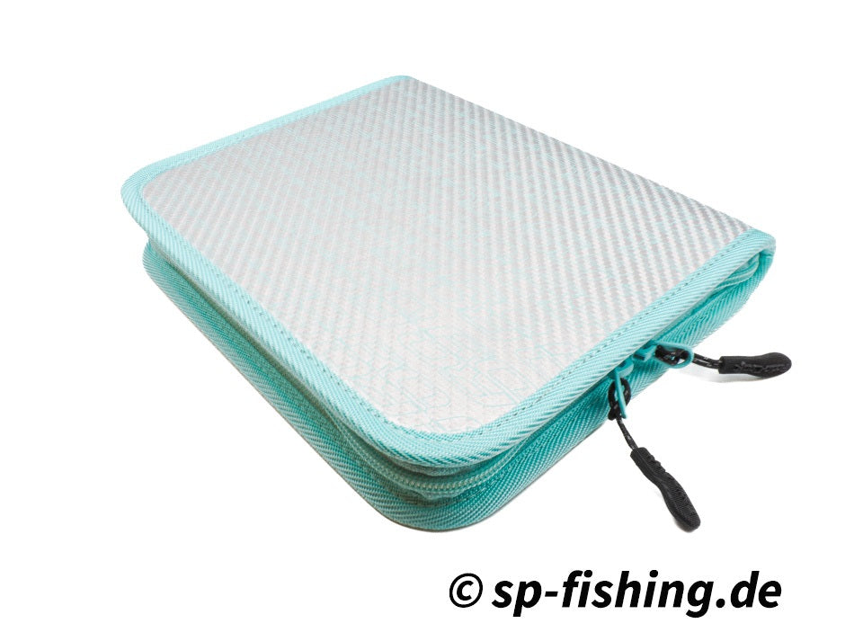Rodio Craft Spoon Wallet Tasche XL in Silber Türkis, dekorative Tasche mit silbernem und türkisem Design, handgefertigt, ideal für Karten und Geld