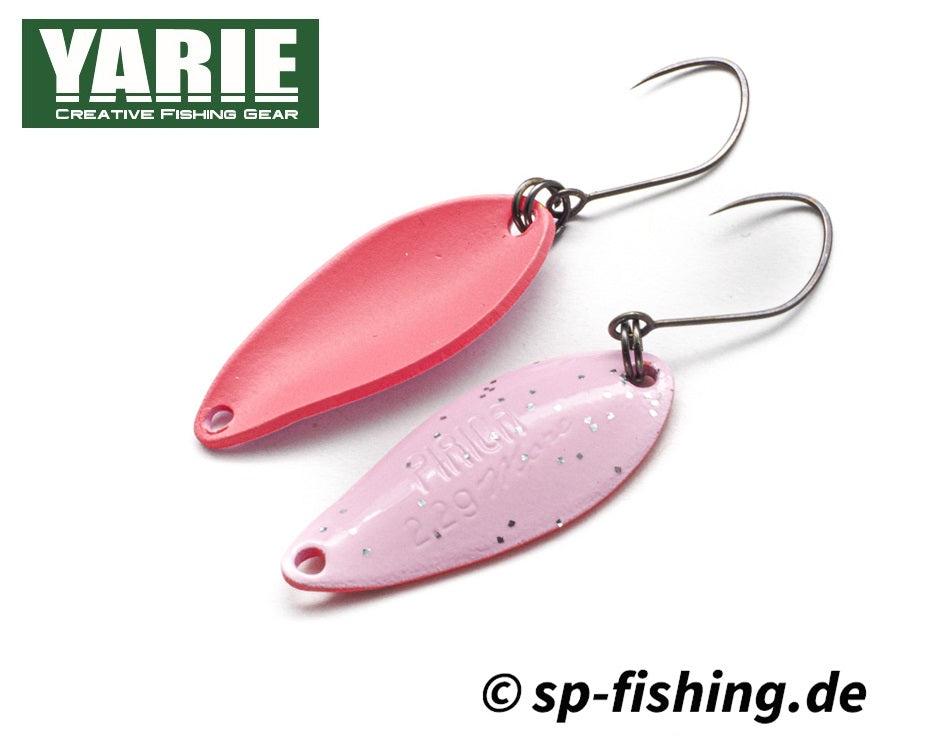 Yarie Spoon PIRICA Y77, a sleek fishing spoon with a shiny finish and curved design, ideal for attracting fish.