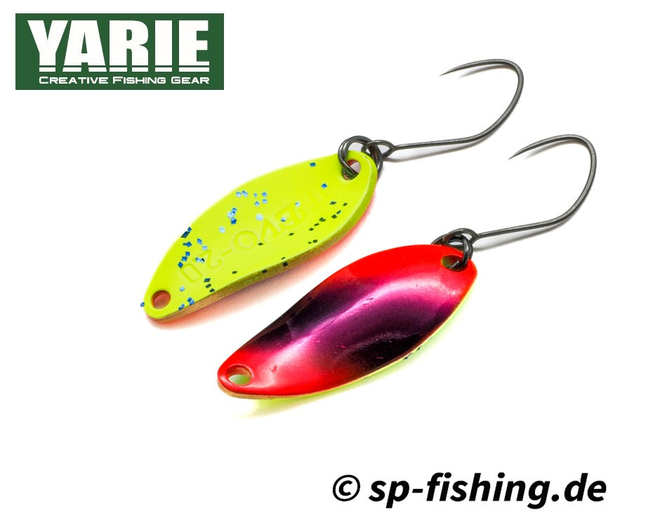 Yarie Löffel T-Fresh EVO WTF04 aus Edelstahl, detailreiche Nahaufnahme des spitzen Löffelendes auf einem weißen Hintergrund