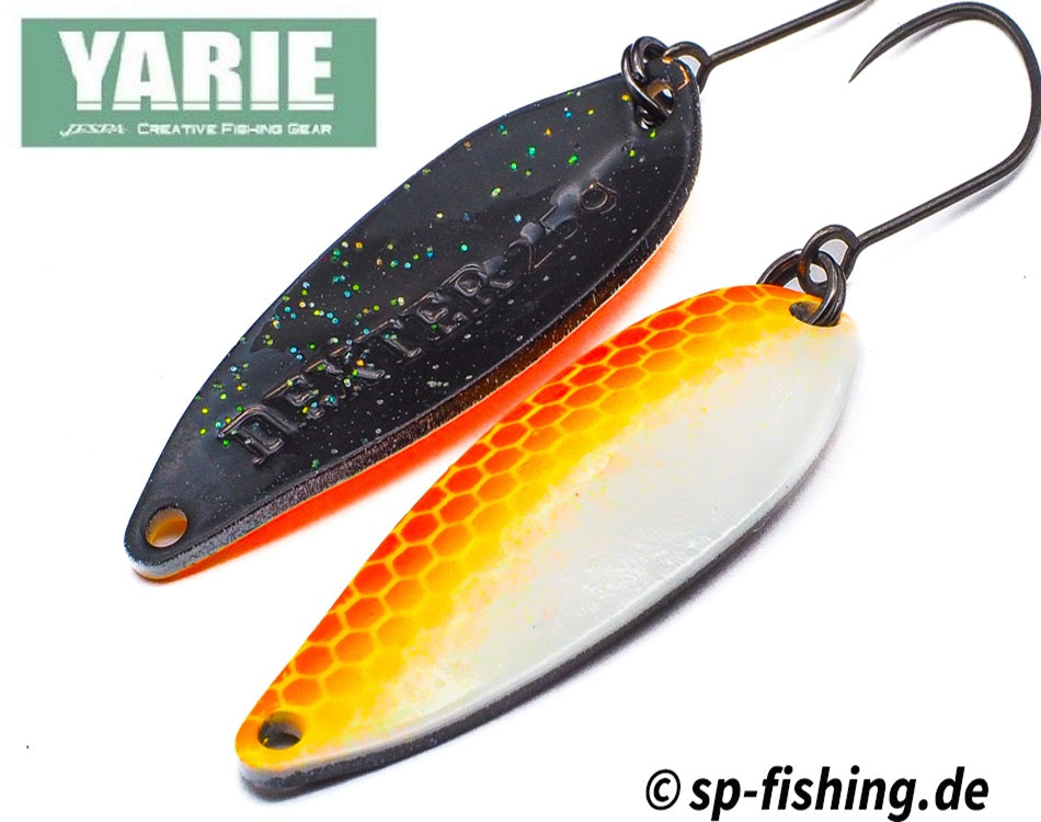 Yarie Spoon DEXTER BJ13 featuring a shiny finish and curved design, ideal for fishing enthusiasts.