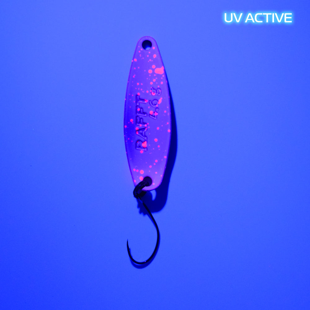 Fangenswert RAFFT spoon in UV color, 4.6 g, featuring a sleek design for effective fishing.