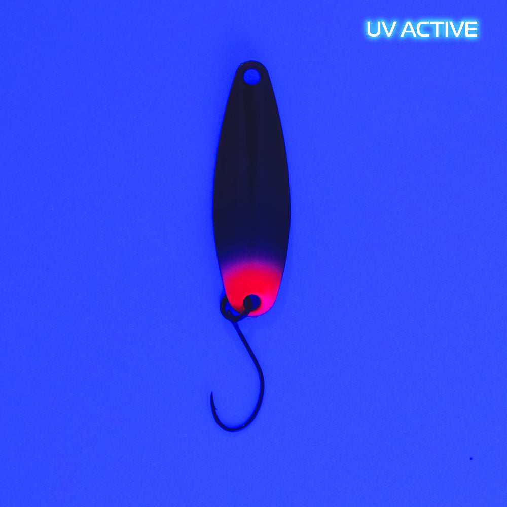 Fangenswert RAFFT EA09 spoon in UV color, featuring a sleek design and shiny finish for effective fishing.