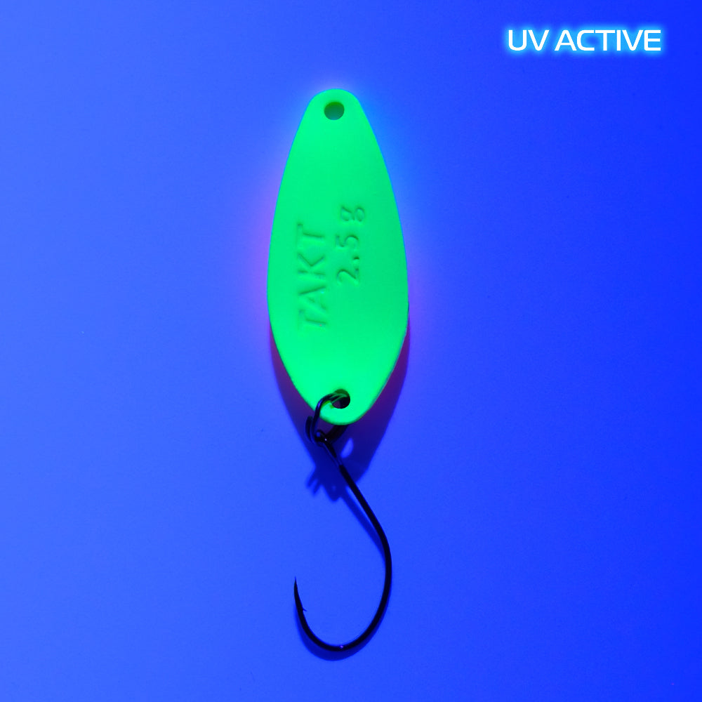 Fangenswert TAKT spoon in 2.5 g size, showcasing the back design with UV finish and sleek shape.