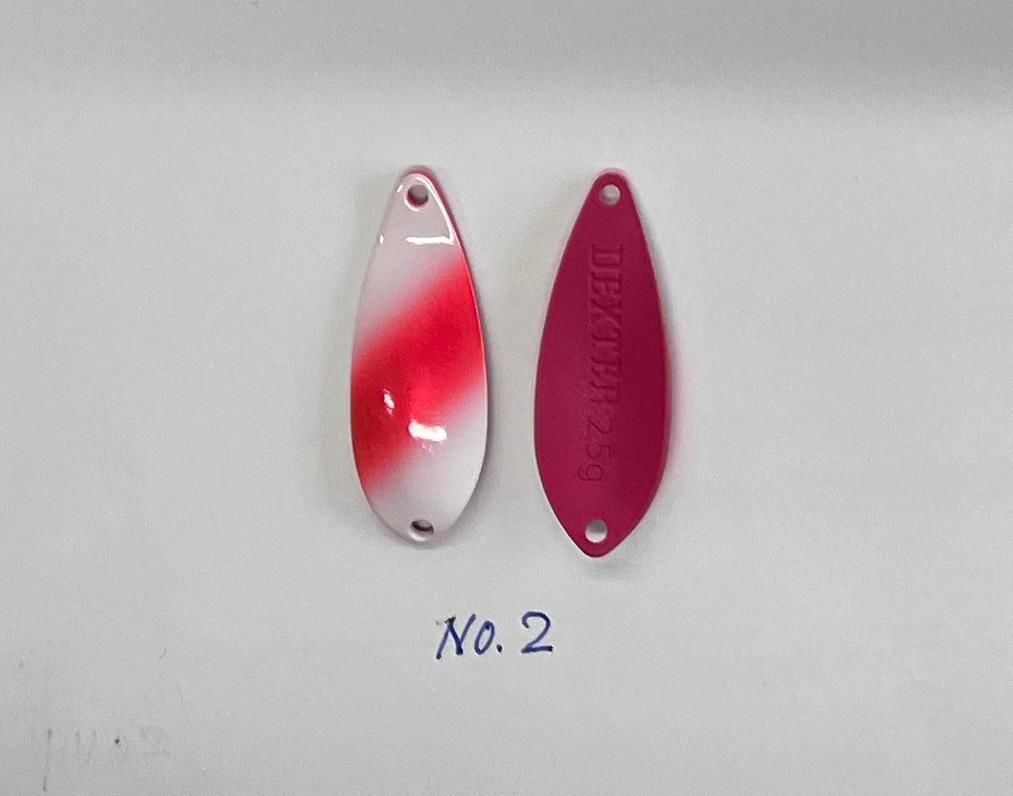 Yarie Spoon DEXTER WTF02, a sleek, lightweight fishing spoon with a reflective finish and unique design for anglers.