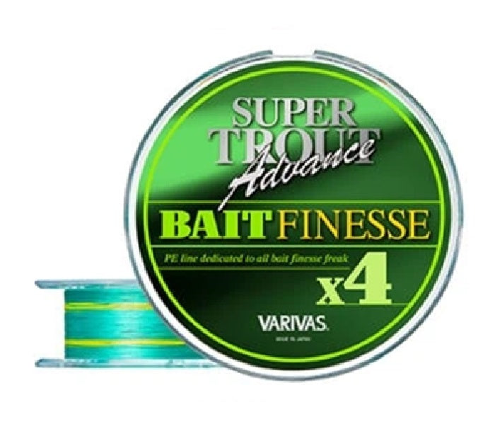 Varivas Super Trout Advance Bait Finesse PE X4 Schnur, leichtes Angelschnur für Forellenfischen, in transparenter Optik, 100m.