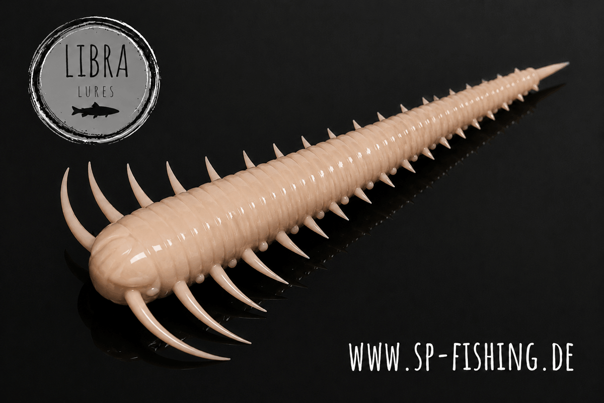 Libra Lures Slayzur Forellen Gummiköder, 55mm, auftriebend mit Aroma, detailreiche Nahaufnahme des Köders