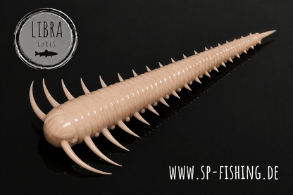 Libra Lures Slayzur Forellen Gummiköder, 55mm, auftriebend mit Aroma, detailreiche Nahaufnahme des Köders