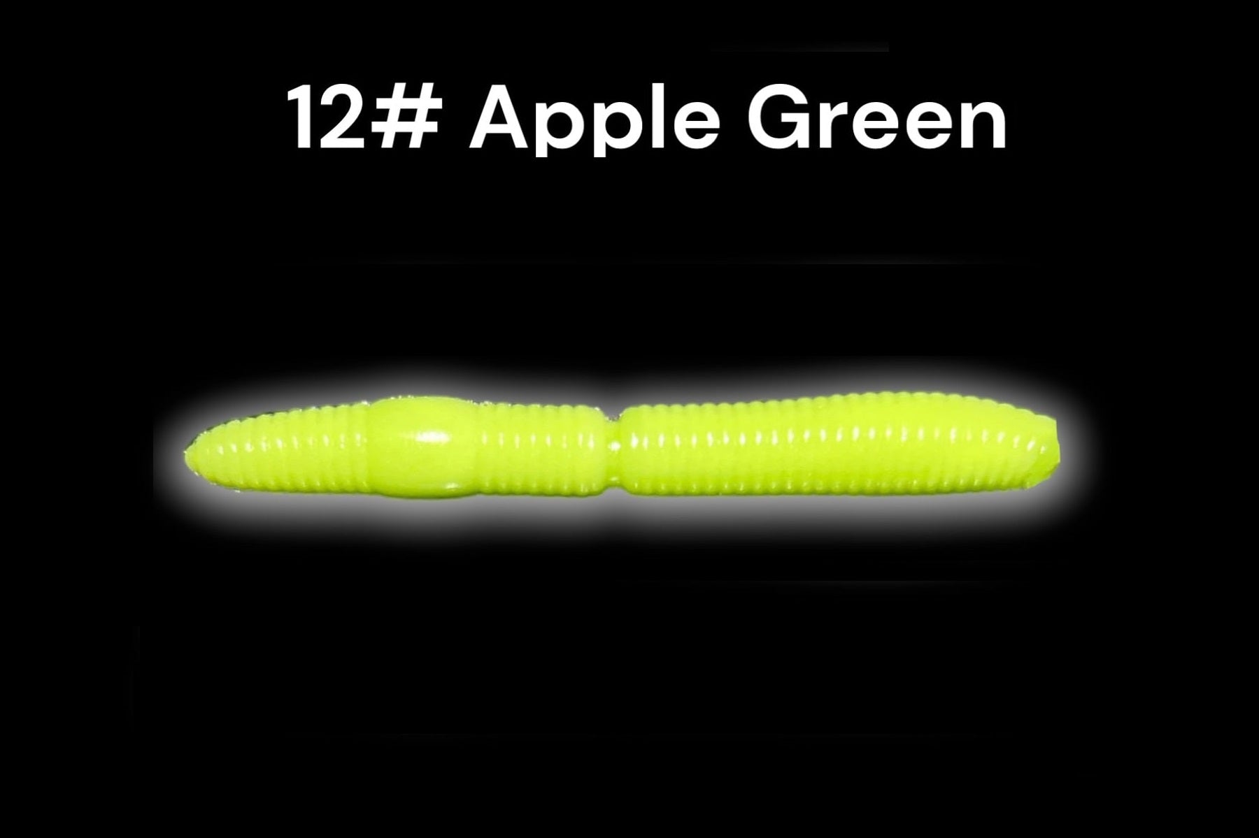 SE-BAITS R-WORM EXTREME FLOATING in Apple Green color, showcasing the flexible design of this soft plastic lure.