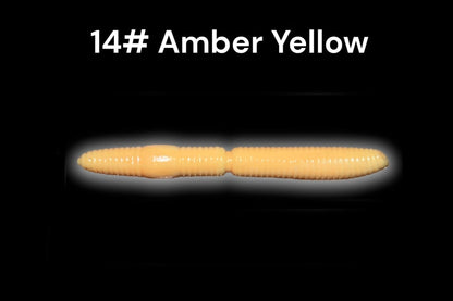 SE-BAITS R-WORM EXTREME FLOATING gummiköder in amber yellow color, showcasing its realistic design and texture.
