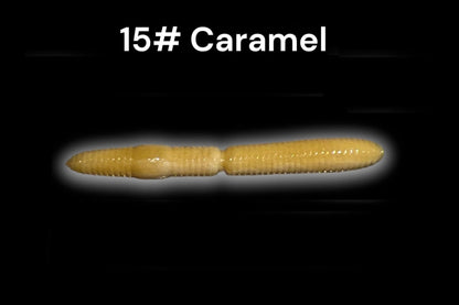 SE-BAITS R-WORM EXTREME FLOATING gummiköder in caramel color, showcasing its flexible body and realistic design.