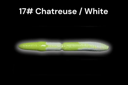 SE-BAITS R-WORM EXTREME FLOATING gummiköder in Chartreuse and White color, showcasing its unique floating design.