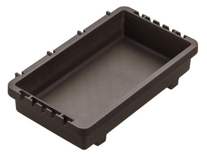 Meiho black tacklebox Tray BM with multiple compartments for organized fishing gear storage.