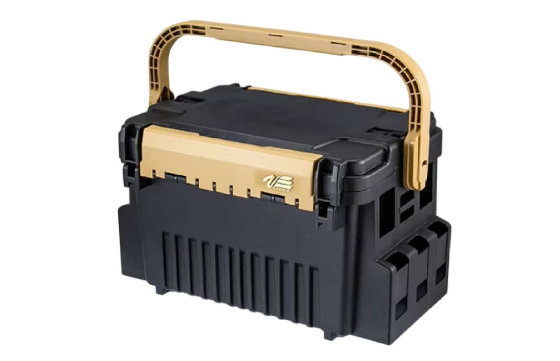 Meiho Angelbox VS-7090A Angelbox Schwarz/Ocker Angelköffer, Angelschnur- und Köderbox in Schwarz und Ocker