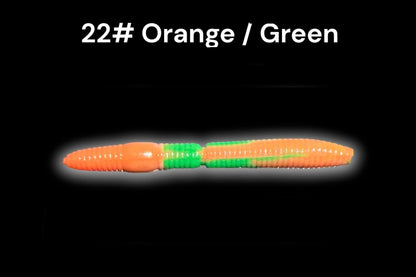 SE-BAITS R-WORM EXTREME FLOATING in orange and green, showcasing its flexible body and realistic worm design for fishing.