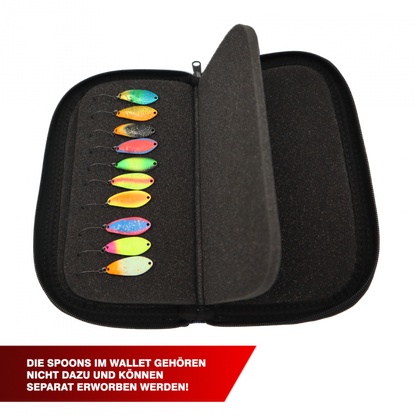 Fangenswert Spoon Tasche aus Leder mit mehreren Kartenfächern und Reißverschluss, praktische Geldbörse in elegantem Design.
