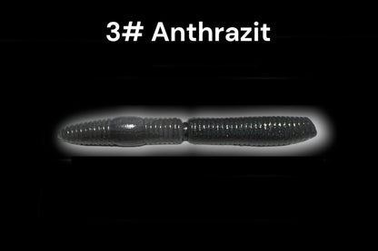 SE-BAITS R-WORM EXTREME FLOATING gummiköder in anthracite color, showcasing its realistic worm design for fishing.