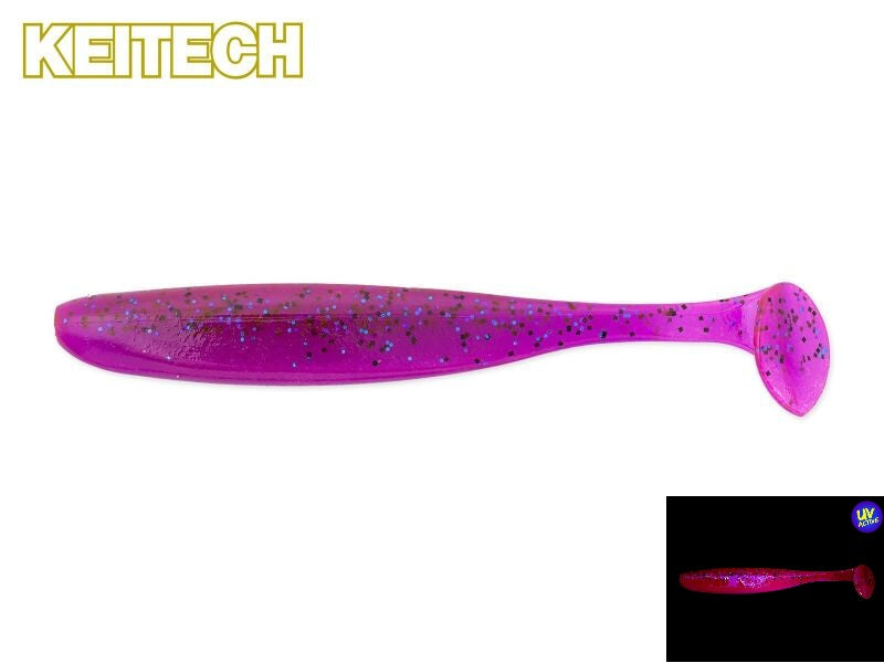 Keitech Easy Shiner Gummifisch in Chameleon Schwarz-Blau, ideal für Barsch und Zander, detailreiche Angelfisch-Darstellung
