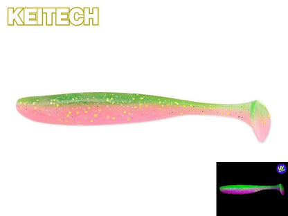 Keitech Easy Shiner Gummifisch für Barsch und Zander, softes Köderfisch-Design in Electric Chicken Farbe, detailreiche Textur.