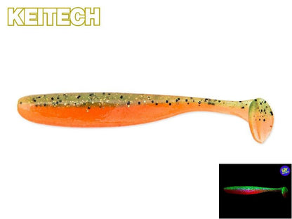 Keitech Easy Shiner Gummifisch in Fire Tiger Farbe, ideal für Barsch und Zander, zeigt den detailreichen, lebendigen Köder.