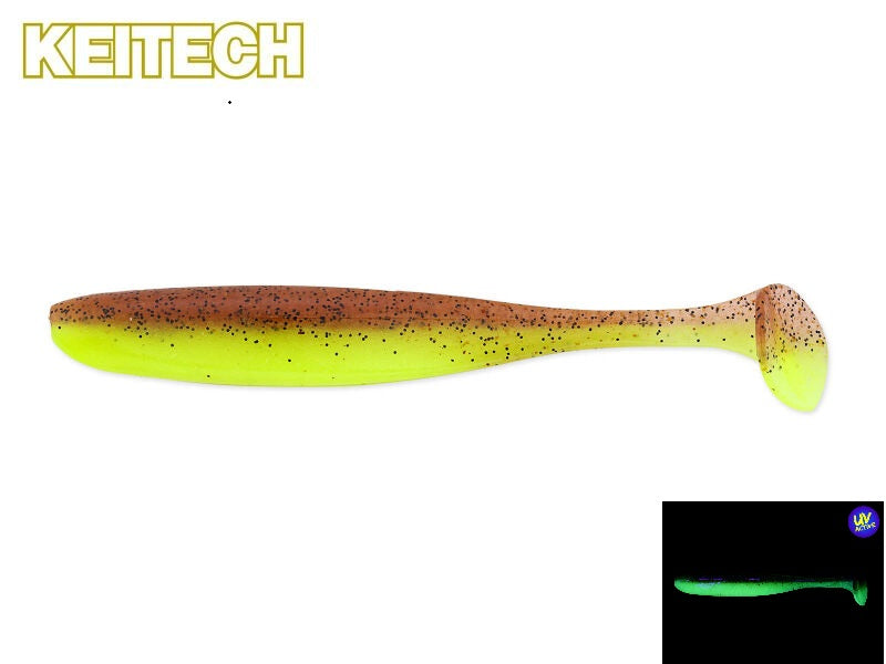 Keitech Easy Shiner Gummifisch in Hot Brownie Farbe, ideal für Barsch und Zander, detailreiche Oberfläche, flexible Bewegungen