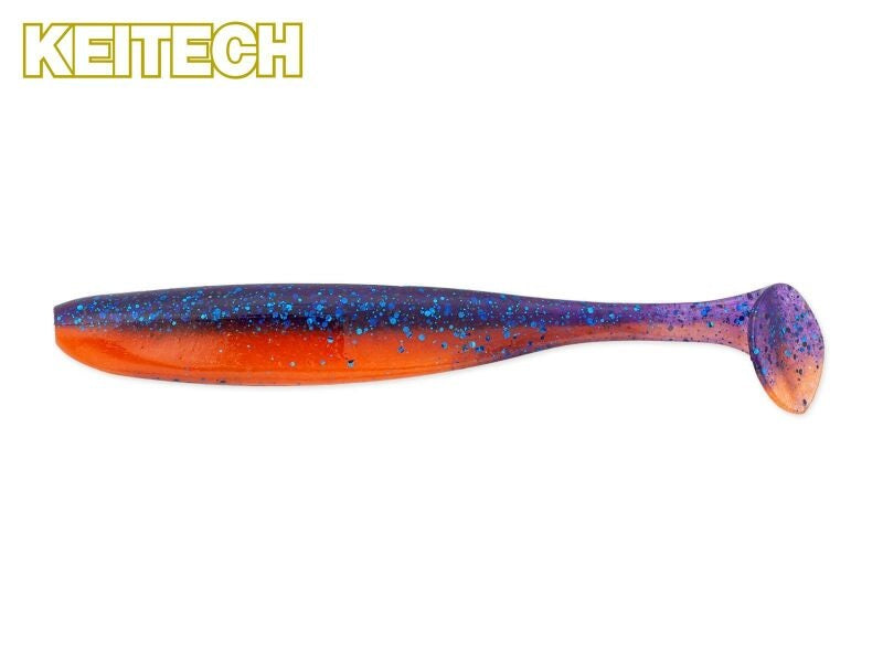 Keitech Easy Shiner Gummifisch in Lee La Orange für Barsch und Zander, detailreiche Nahaufnahme des weichen Köders