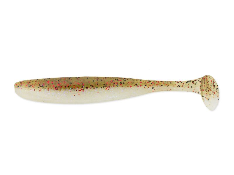 Keitech Easy Shiner Gummifisch in Wassermelone-Rot Glow, ideal für Barsch und Zander, zeigt den farbigen, glühenden Köder.
