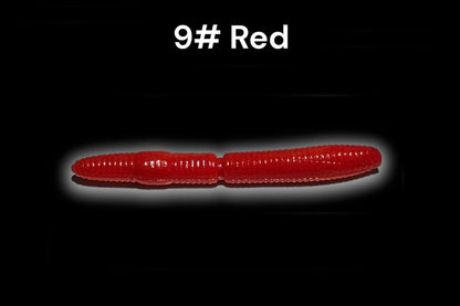 Red SE-BAITS R-WORM EXTREME FLOATING gummiköder, showcasing its unique shape and vibrant color for fishing.