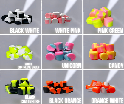 SE-BAITS Gummi Mallow extreme floating soft bait in assorted colors for fishing, showcasing texture and design.