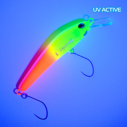 ROB Lure Blanky F FA01 wobbler in UV color pattern, featuring a sleek design and realistic finish for effective fishing.