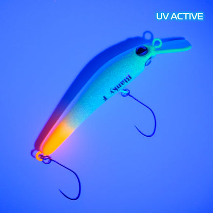 ROB Lure Blanky F FA02 wobbler in UV finish, showcasing realistic details and vibrant colors for effective fishing.