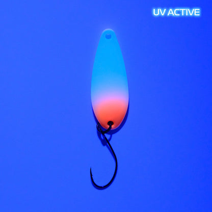 Fangenswert CHEAT 2.0 g EA04 glow spoon featuring a vibrant UV design and detailed craftsmanship.