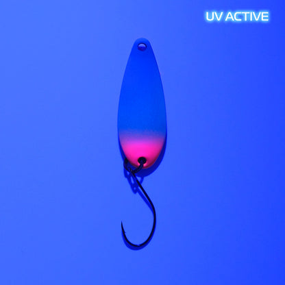 Fangenswert CHEAT 2.0 g EA08 spoon featuring a vibrant UV finish and sleek design for effective fishing.