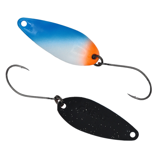 Fangenswert CHEAT 2.0 g Spoon, Löffel für Angeln, mit Markenlogo, aus Metall, detailreiche Nahaufnahme