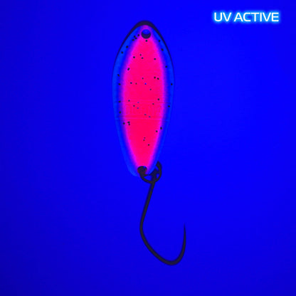Rückansicht des Angler´z System Antem Dohna FA07 Spoon, UV-beschichtet, mit silberner Oberfläche für Angelfischerei.