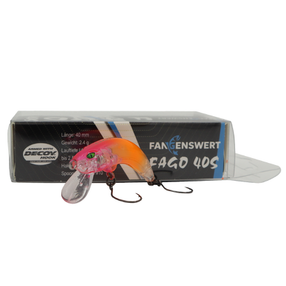 Fangenswert FAGO 40S EA02 UV-Aktiv Wobbler Forellenköder, bunter Köder für Forellenfischen, detailreiche Oberfläche