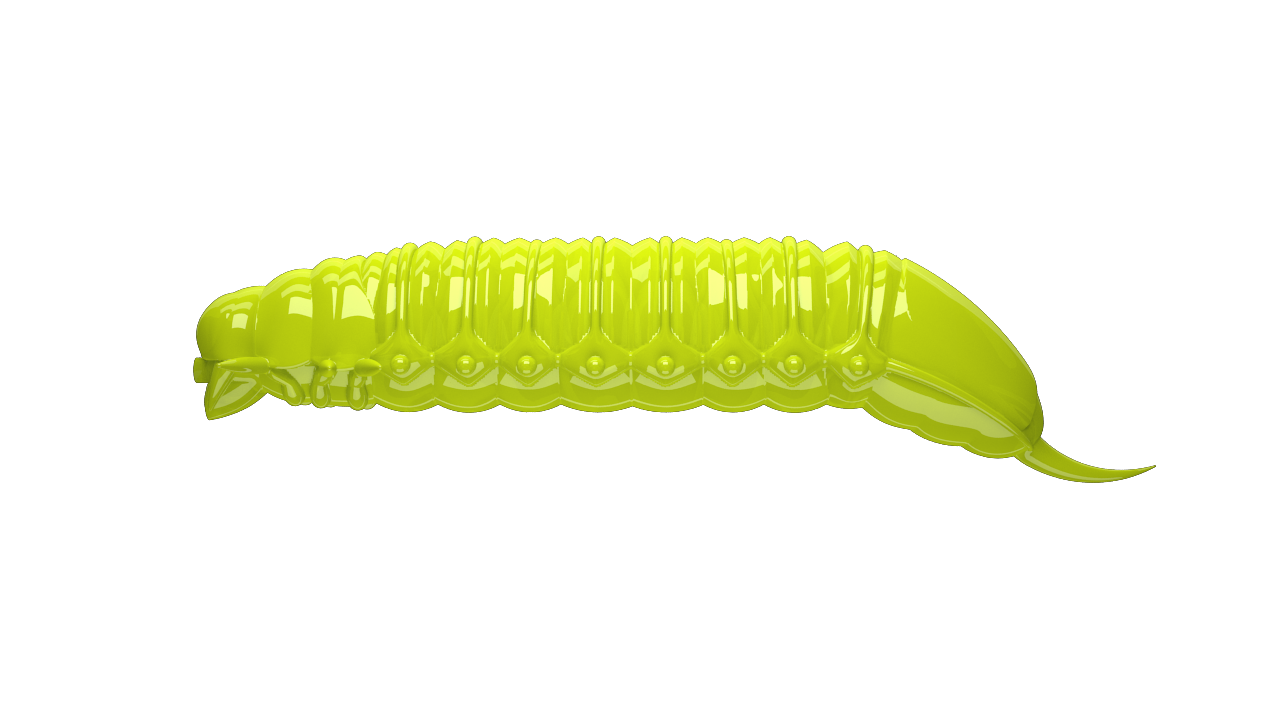 Libra Lures Goliath Forellen Gummiköder in Hot Yellow, auftreibend mit Aroma, detaillierte Nahaufnahme