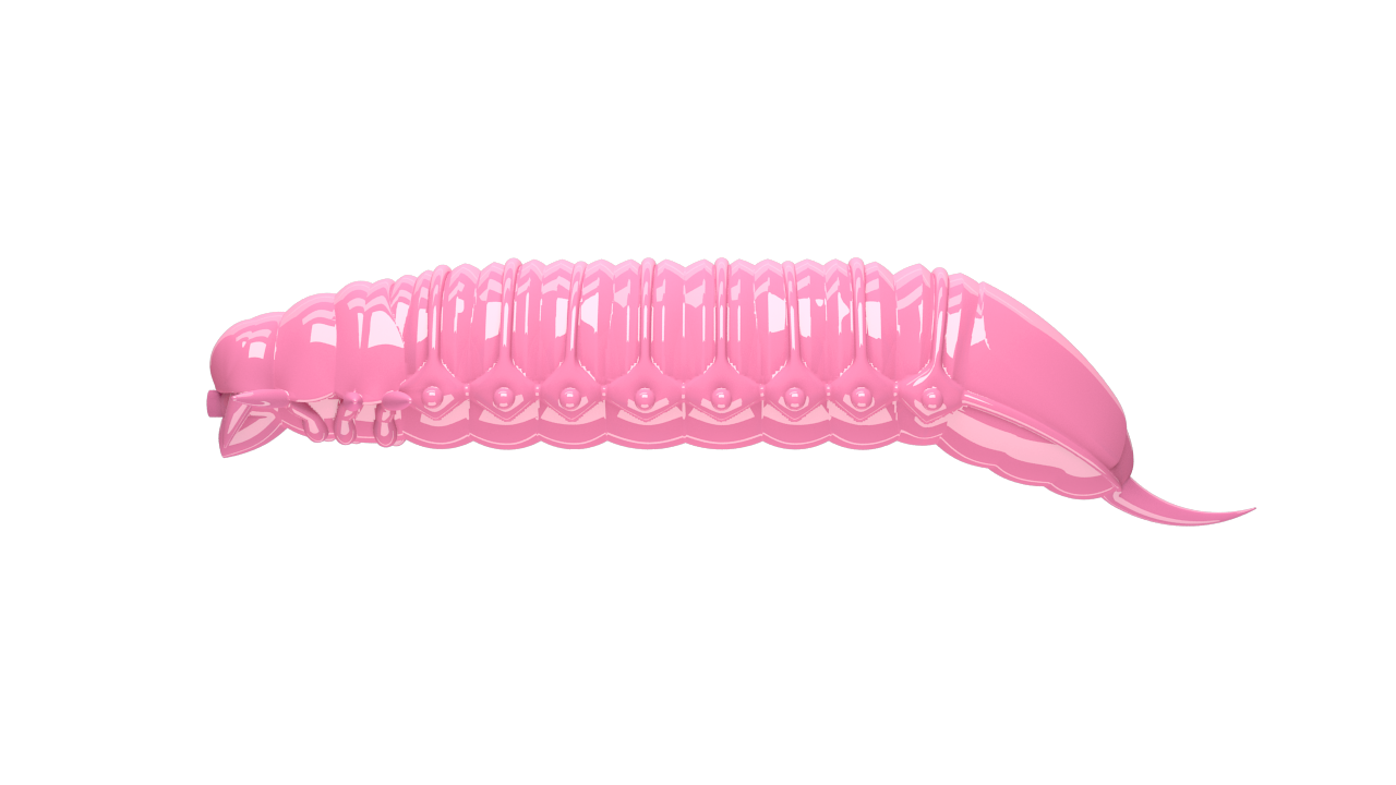 Libra Lures Goliath Forellen Gummiköder, auftreibend mit Aroma, in Bubblegum-Farbe, detaillierte Textur und Form sichtbar