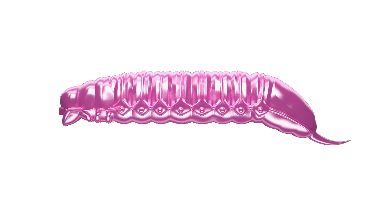 Libra Lures Goliath Forellen Gummiköder in Silber und Pink, auftreibend mit Aroma, schwimmt im Wasser.